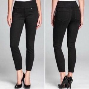 SPANX Jeans High Waisted Jeggings M Medium Side Zip Black Ankle Stretch Skinny
